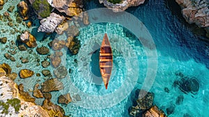 Serene Canoeing on Crystal Clear Waters of San Vito Lo Capo, Sicily, Italy - Aerial View photo