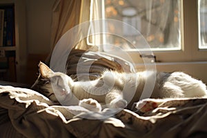 Serene cat napping in sunny room