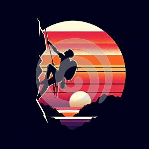 Serene Climber Silhouette and Sunset Essence