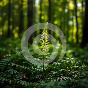 Single Fern Leaf in Forest photo