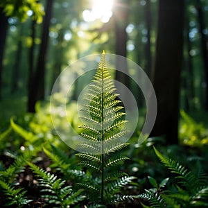 Single Fern Leaf in Forest photo