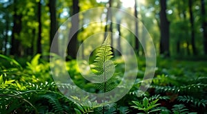 Single Fern Leaf in Forest photo