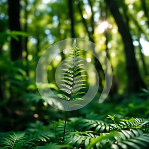 Single Fern Leaf in Forest photo