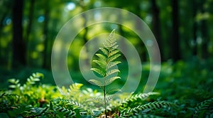 Single Fern Leaf in Forest photo
