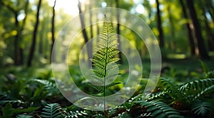 Single Fern Leaf in Forest photo