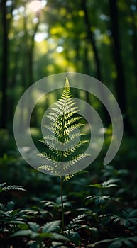 Single Fern Leaf in Forest photo