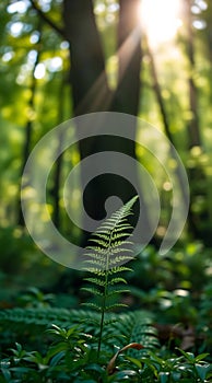 Single Fern Leaf in Forest photo