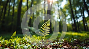 Single Fern Leaf in Forest photo