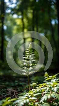 Single Fern Leaf in Forest photo