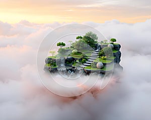 Serene Cloud Island Oasis: A Dreamlike Paradise Above