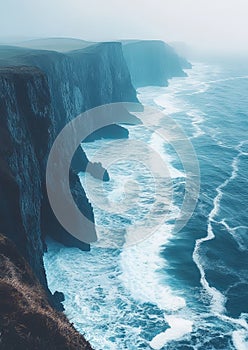 Serene Coastal Cliffs: An Abstract Perspective photo