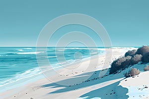 Serene Coastal Dunescape with Pristine Beach Illustration photo