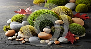 A serene composition featuring various-sized river