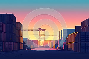 Serene Container Yard at Dusk