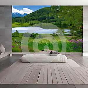 545 Serene Countryside: A serene and tranquil background featuring a countryside landscape in soothing and natural colors that c