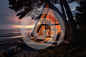 Serene Cozy beach cabin. Generate Ai
