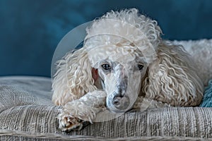 Serene Curly Haired Poodle in Repose