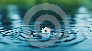 Serene Daisy Bloom: Ripples of Tranquility on Water's Surface