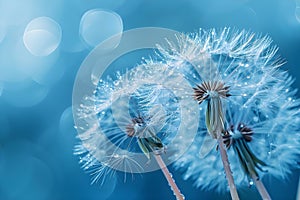 Serene Dandelion Dewdrop Symphony. Concept Nature Photography, Macro Shots, Tranquil Moments, Water