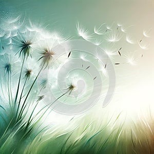 Serene Dandelion Field, Nature Background Concept