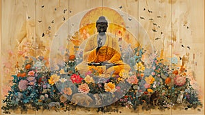 Serene depiction of Buddha\'s birth photo