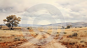 Serene Desert Landscape: A Photorealistic Journey Through The Australian Outback