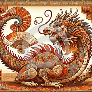 Serene Dragon with Traditional Fan