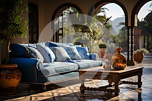 A serene and elegant Moroccan-style living room