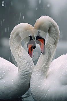 Serene embrace: two swans in love, a graceful display of adoration and unity in the swanst's affectionate bond, a