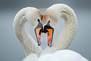 Serene embrace: two swans in love, a graceful display of adoration and unity in the swanst& x27;s affectionate bond, a