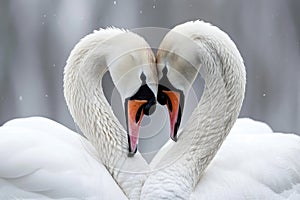 Serene embrace: two swans in love, a graceful display of adoration and unity in the swanst& x27;s affectionate bond, a