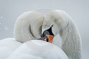 Serene embrace: two swans in love, a graceful display of adoration and unity in the swanst& x27;s affectionate bond, a