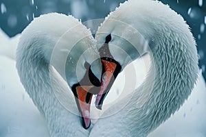 Serene embrace: two swans in love, a graceful display of adoration and unity in the swanst& x27;s affectionate bond, a