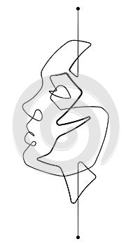 Serene Female Face Single Continuous Line Vector Graphic Illustration