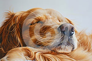 Serene Golden Retriever Enjoying a Peaceful Nap in Sunlit Bliss - Generative AI