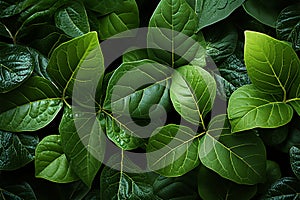Serene green backdrop, detailed leaf texture from above photo