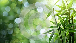 Serene Green Bamboo Stems on Blurred Background - Perfect Space for Text