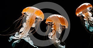 Serene Group of Jellyfish Drifting in Deep