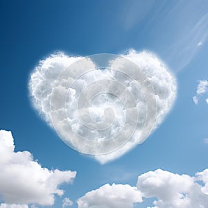 Serene Heart Cloud in Clear Blue Sky