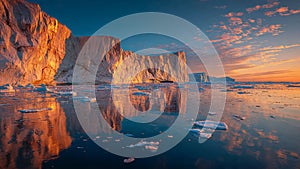 Serene Iceberg Landscape at Sunset Dusk