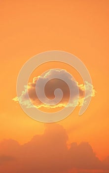 Single White Cloud in Orange Sky