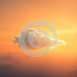 Single White Cloud in Orange Sky