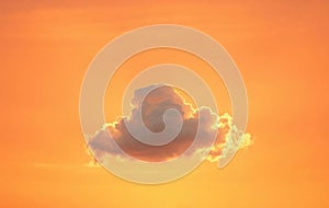 Single White Cloud in Orange Sky