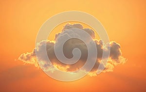 Single White Cloud in Orange Sky