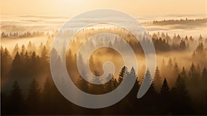 Misty Pine Forest at Dawn