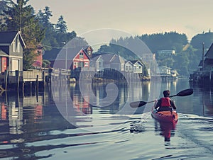 Serene Kayaking Experience by Stilt Houses