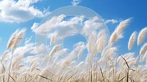 Serene Landscape with Pampa Grass and Light Blue Sky AI Generated