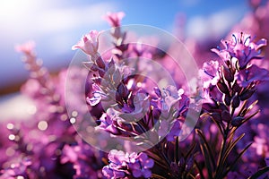 Serene lavender backdrop, enhanced by essential oils, a panoramic delight for aromatherapy