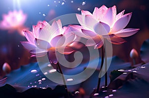 Serene Lotus pink purple light. Generate Ai