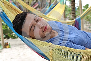 Serene man enjoying a hammock